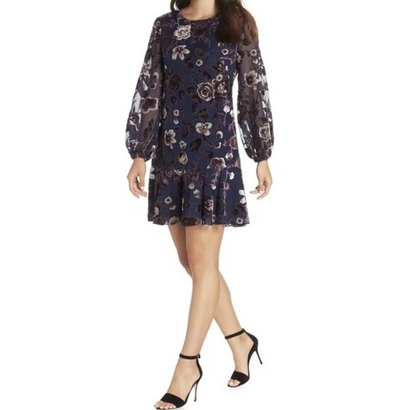 Eliza J Dresses & Skirts - Navy Burnout Floral Dress